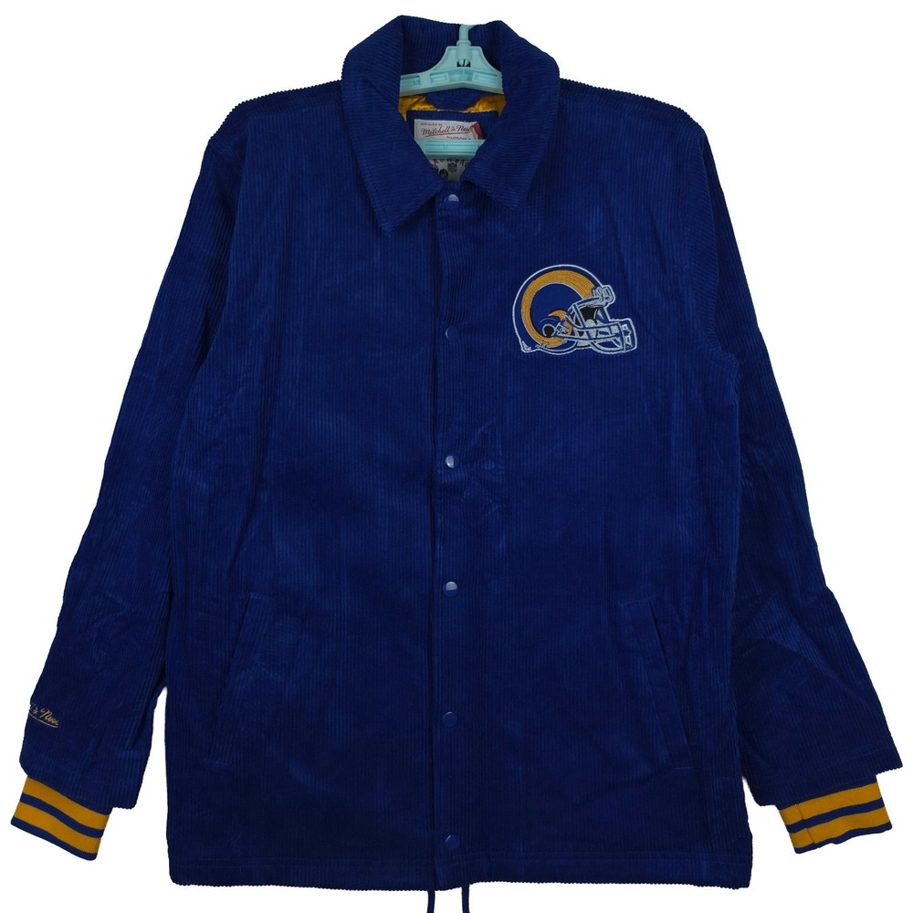 LA Rams Mitchell & Ness NFL Small Corduroy Jacket Embroidery Logo Blue NWT